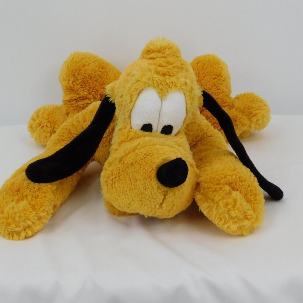 Disney Store Exclusive Pluto Plush Stuffed Animal Toy Laying Floppy 16" Long Pet